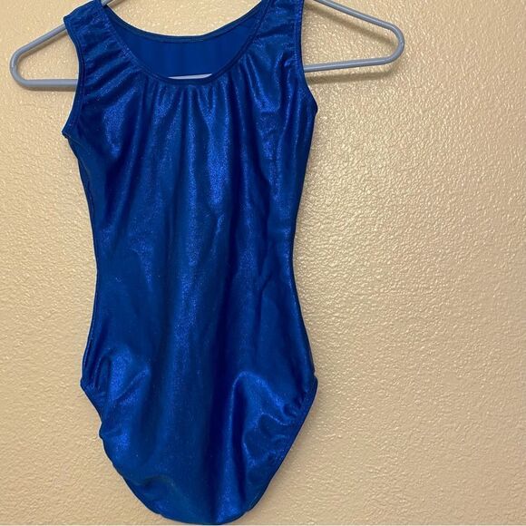 Destira elite gymnastics tank blue foil sleeveless leotard Jar/ SA adult small - Picture 3 of 8